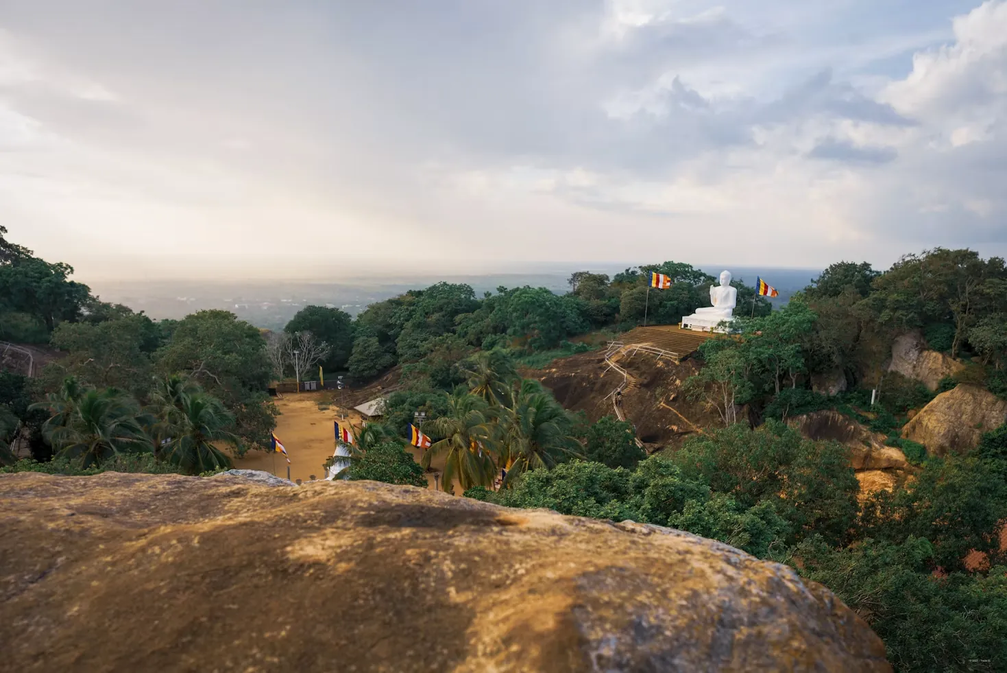 Rocky hilltop and countryside view at Mihintale near Anuradhapura