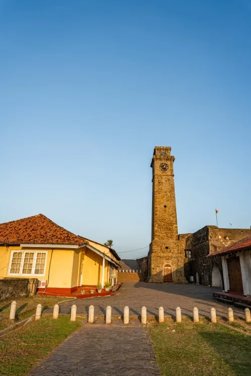 Galle Fort clock tower at golden hour