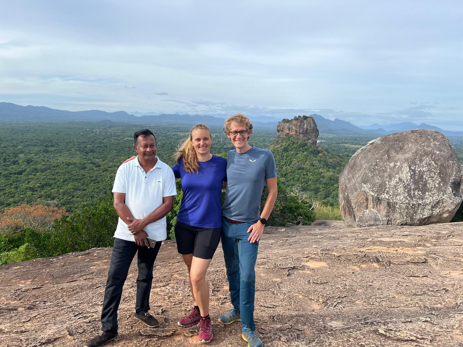 Couple with Emil at the Pidurangala Rock summit